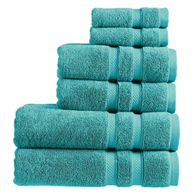 Image of Christy Chroma Bathroom Towel Set of 6 2 Bath Hand Face Highly Absorbent Heavyweight 675GSM Bold and Bright Soft Smooth Shower Towels 100% Cotton Sustainably Made Vivid Teal