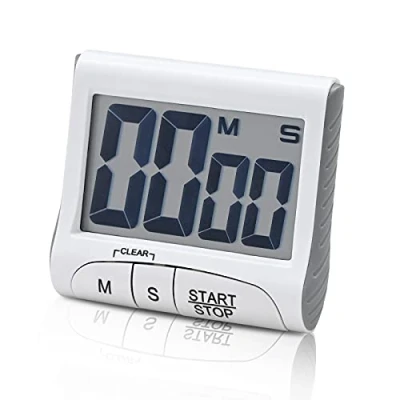 Image of Timer Digital, Countdown Large Screen with Loud LCD Display Multi Function Kitchen Timer, Small Portable Electronic Stopwatch, White (Batteries not included)