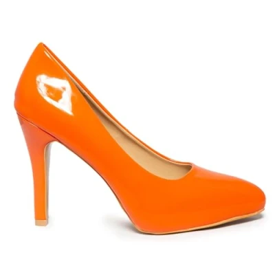 Image of Womens Ladies HIGH Heel Stiletto Court Shoes Smart Office Work 10cm (Orange, UK Footwear Size System, Adult, Women, Numeric, Medium, 4)