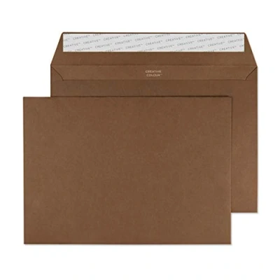 Image of Blake Creative Colour C5 162 x 229 mm 120 gsm Peel &amp; Seal Wallet Envelopes (45323) Milk Chocolate Pack of 25