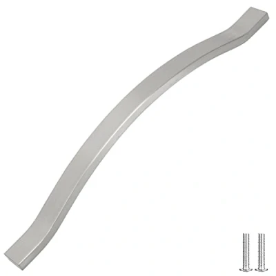 Image of Decoranddecor Bow Pull Handles for Cabinets Cupboards Furnitures Alloy Material (Brushed Chrome, 224mm)
