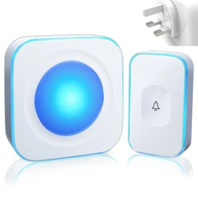 Image of Wireless Doorbell 1200 Feet Plug in Waterproof Battery Operated Cordless Door Bells with 36 Melodies 4 Volume Flashing Light for Home Office (1 Receiver&amp;1 Touch Button White) JSIEEM