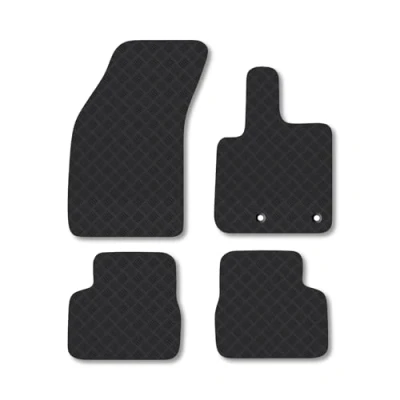 Image of Rubber Car Mats Compatible with Fiat 500 Electric (2021 ) Tailored Fit Floor Set Accessory Black Custom 4 Pieces Clips Anti Slip Backing, Heavy Duty &amp; Waterproof