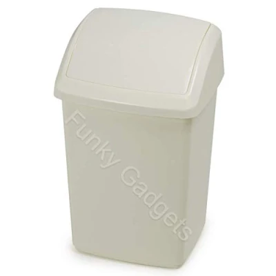 Image of Whitefurze KITCHEN LARGE 10 LITRE PLASTIC SWING BIN UK MADE FOR BEDROOM OFFICE (CREAM)