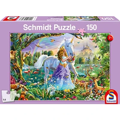 Image of Schmidt Princess Unicorn and Castle 150 Piece Children&#039;s Puzzle Ages 7+