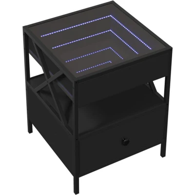 Image of vidaXL Coffee Table with Infinity LED Black 40x40x51 cm