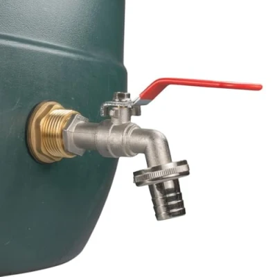 Image of 3/4&quot; Water Butt Replacement Faucet Brass Metal Lever tap with UK Bib Outlet &amp; Hose Barb Adapter,Quick Connect Garden Hosepipes (Lever (Barbed))
