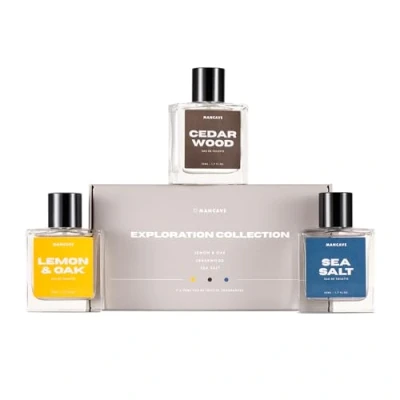 Image of ManCave Exploration EDT Gift Set for Men 3 x 50ml Eau De Toilette Sprays Lemon &amp; Oak, Cedarwood, Sea Salt Fragrances Mens Aftershave Collection
