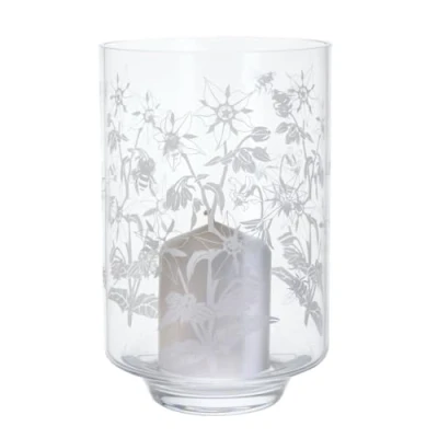 Image of Dartington Crystal Bloom Bees &amp; Star Flowers Hurricane Candleholder