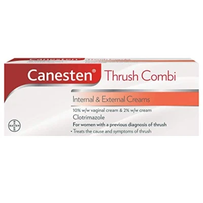 Image of Canesten Thrush Combi Internal &amp; External Creams for Treatment Clotrimazole Two Step Complete Relief Treatment,2 Count (Pack of 1)