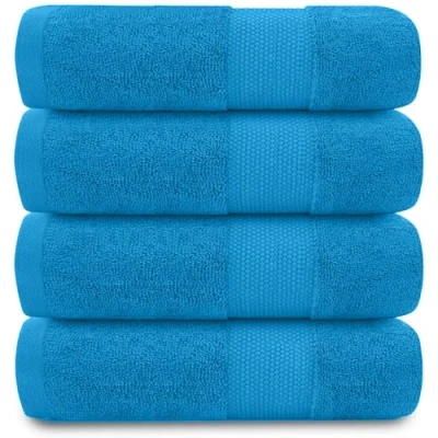 Image of GC GAVENO CAVAILIA Teal Hand Towels 4Pack 50 x 85 Cm, Quick Drying &amp; Super Absorbent Towel Set 700 GSM Towel, 100% Egyptian Cotton For Bathroom, Spa Hotel Gym