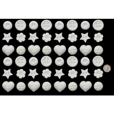 Image of 48 x Edible 3D Mixed Buttons icing toppers, cake cupcakes decorations (Bespoke Colour)