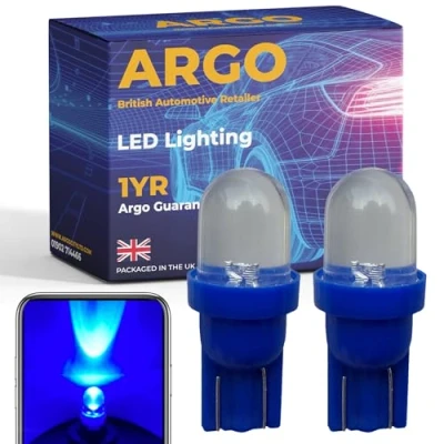 Image of Argo 501 Led Bulbs Xenon Blue Car Light Interior Bright Upgrade Map Dome Courtesy Footwell Van Capless Wedge 194 168 T10 W5w Bulb Side 12v