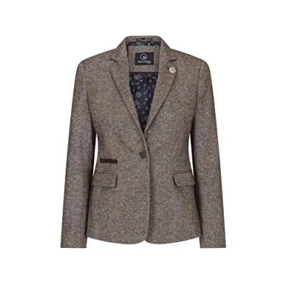 Image of TruClothing Womens Tweed Blazer Jacket 1920s Vintage Elbow Patch Waistcoat Blinders Tan Light Brown wc 18