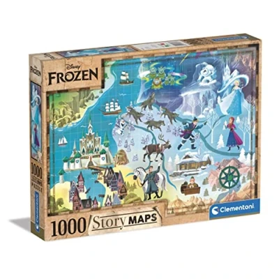 Image of Clementoni 39666 Puzzle Disney Maps Frozen Jigsaw 1000 Pieces, Made In Italy, For Adults