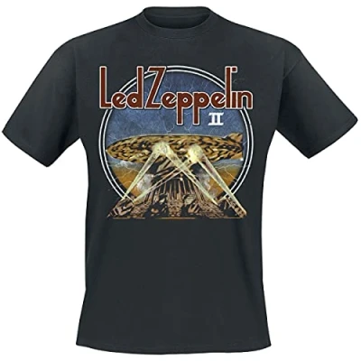 Image of Led Zeppelin LZII Searchlights Men T Shirt Black M, 100% Cotton, Regular