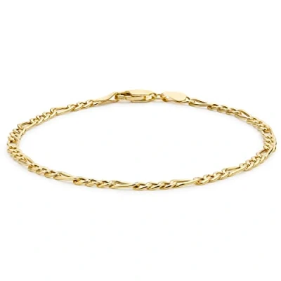 Image of Carissima Gold Women&#039;s 9 ct Yellow Hollow 3.2 mm Diamond Cut Figaro Chain Bracelet of Length 18 cm/7 Inch