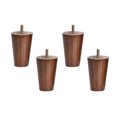 Image of JIAOLUN123 4 Pieces Furniture Feet Wood Table Legs Solid Replacement Straight Cone for Sofa Bed Cabinet Chair Couch M10 Thread,Walnut(8cm)