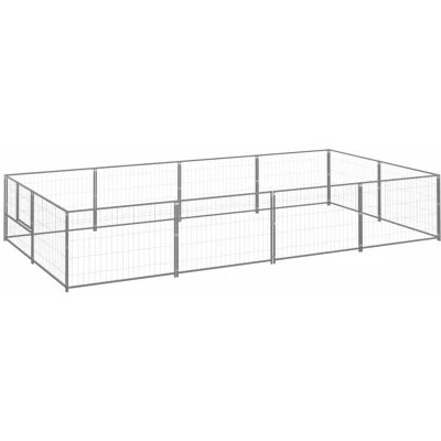 Image of vidaXL Dog Kennel Silver 8 m² Steel