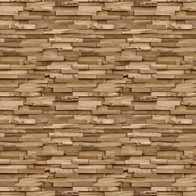 Image of Grandeco Colorado Stacked Wood Block Plank Effect Textured Wallpaper, Natural