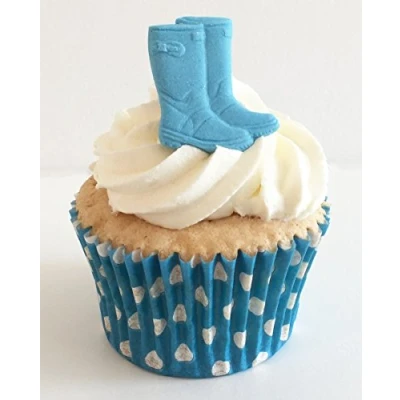 Image of 6 Fun &amp; Vibrant Edible Sugar Wellies: Blue