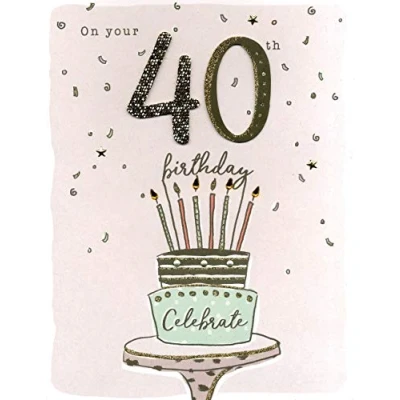 Image of On Your 40th Birthday Gigantic Greeting Card Embellished A4 Sized Cards AO010
