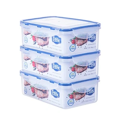 Image of EASYLOCK 3 Pack 1150ML Airtight Food Storage Containers Plastic Lunch Box with Lids Meal Prep BPA Free