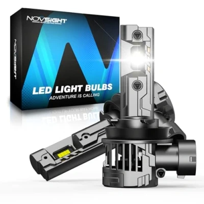 Image of NOVSIGHT H11 LED Headlight Bulbs 36000LM 100W Headlght Bulb 6500K Cool White Light,1:1 Mini Size Plug and Play H8/H9/H11 Conversion Kit,IP68 Waterproof, Pack of 2