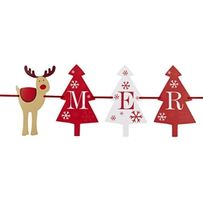 Image of Neviti Rocking Rudolf Bunting 1 Pack, Wood, Multi Colour, 15.5 x 0.1 25 cm