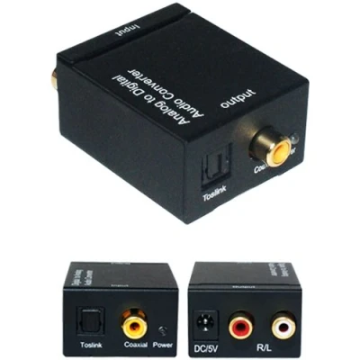 Image of 2 RCA Analogue to Digital COAXIAL/Optical Audio Converter Cable Adapter Phono