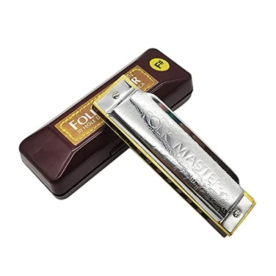 Image of ADIYA Harmonica Suzuki Folkmaster Standard Beginner Diatonic Blues 10 Holes Key of C Musical Gift (F #)