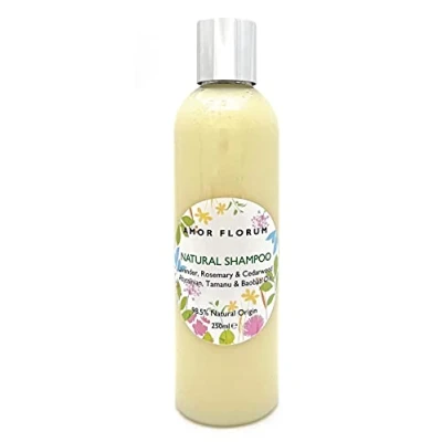 Image of Amor Florum Shampoo 98.5% Natural Tamanu, Baobab, Lavender, Rosemary, Cedarwood. Sulfate/Parabens Free. Gentle, Concentrated. pH 5.5 For Sensitive Skin. 250ml