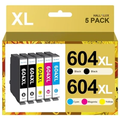 Image of HALLOLUX 604XL 5 Pack Ink Cartridges Multipack High Yield Compatible for Epson 604 XL XP 2200 2205 3200 3205 4200 4205 WF 2910DWF 2930DWF 2935DWF(Black Cyan Magenta Yellow)