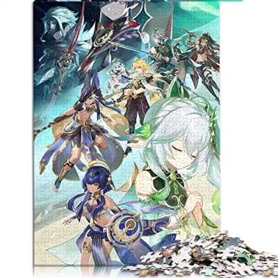 Image of 1000 Piece Jigsaw Puzzles for Adults Genshin Impact Cardboard Gifts （Size 26x38cm）