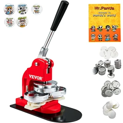 Image of VEVOR Button Maker Machine, 75 mm (3 inch) Badge Punch Press Kit, Children DIY Gifts Pin Maker, Making Supplies with 500pcs Parts &amp; Circle Cutter Magic Book