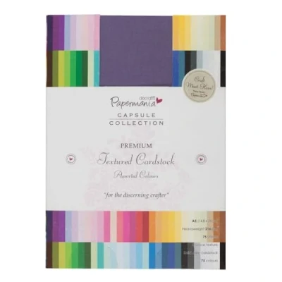 Image of Papermania Capsule Premium Cardstock Textured, 75 Sheets, Multicoloured, A5, Coloured Card A4 for Making Supplies, Craft Projects and Scrapbook Ideal Supplies