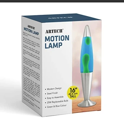Image of Trendi®16 Inches Tall / Aluminium Base /Soothing Motion /Motion Lamp for /Relaxation/Room Decoration/Cable 1.6m (wax green/ liquid blue)