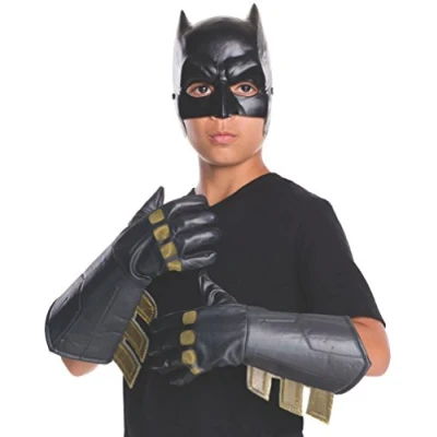 Image of Rubie&#039;s Official Batman Childs Fancy Dress Gloves DC Comic Book Day Boys Superhero Costume