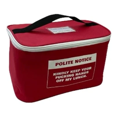 Image of Diabolical DP1312 Polite Notice Insulated Lunch Bag for Men Secret Santa Gifts Men, Funny Office Gifts, Mens Work, Work Colleagues, Accessories Rude