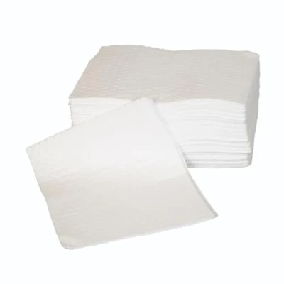 Image of Oil Absorbent Pads Absorb Oil, Fuel, Petrol, HVO, Hydraulic Spill Control Sheets 50cm x 40cm, 100 Sheets, Sonic Bonded Core with Spun Bound Top Layer, White Indoor/Outdoor Use