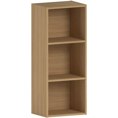 Image of Vida Designs Oxford 3 Tier Cube Bookcase, Oak Wooden Shelving Display Storage Unit Office Living Room Furniture