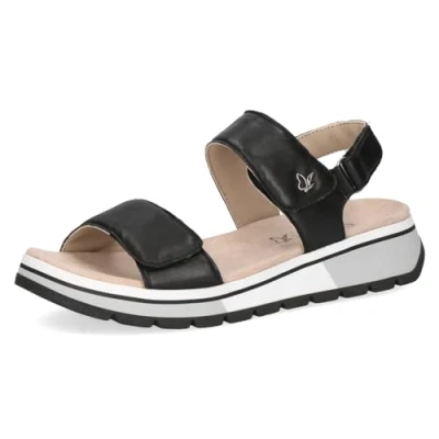 Image of CAPRICE Climotion Women&#039;s 9 28705 42 Flat Sandal, Black Soft nap, 9.5 UK