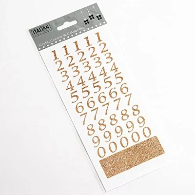 Image of 15mm Script Rose Gold Glitter Self Adhesive Sticker Numbers Craft Embellishment