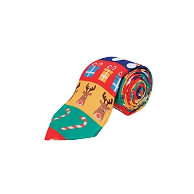 Image of Dobell Mens Multicoloured Wrapping Paper Christmas Tie Novelty Festive Party