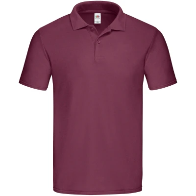 Image of Fruit of the Loom Mens Original Pique Polo Shirt (Burgundy) Cotton Size 2XL