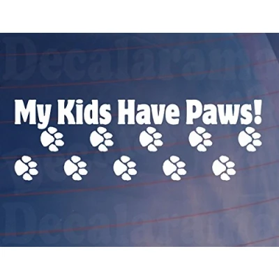 Image of Car Sticker MY KIDS HAVE PAWS Funny Van Window Bumper Decal Ideal For Dog Owners
