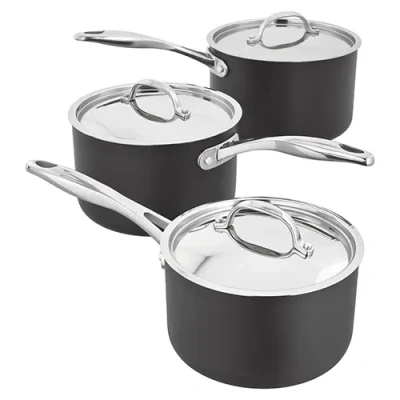 Image of Stellar S6A1 6000 Hard Anodised Element 3 Piece Cookware Set Black