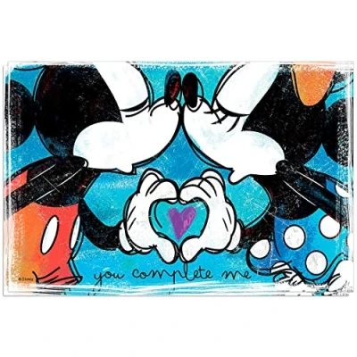 Image of EGAN Set of 2 Blue Mickey and Minnie Placemats