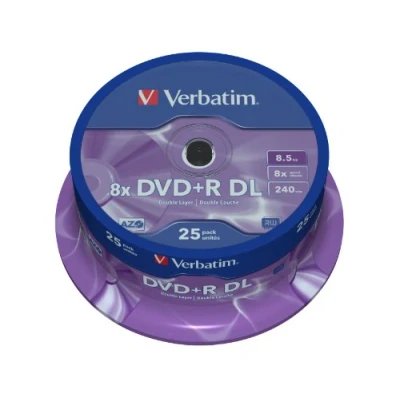 Image of Verbatim 43757 DVD+R 8x DL Matt Silver 25 pack