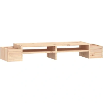 Image of vidaXL Monitor Stand 100x27.5x15 cm Solid Wood Pine